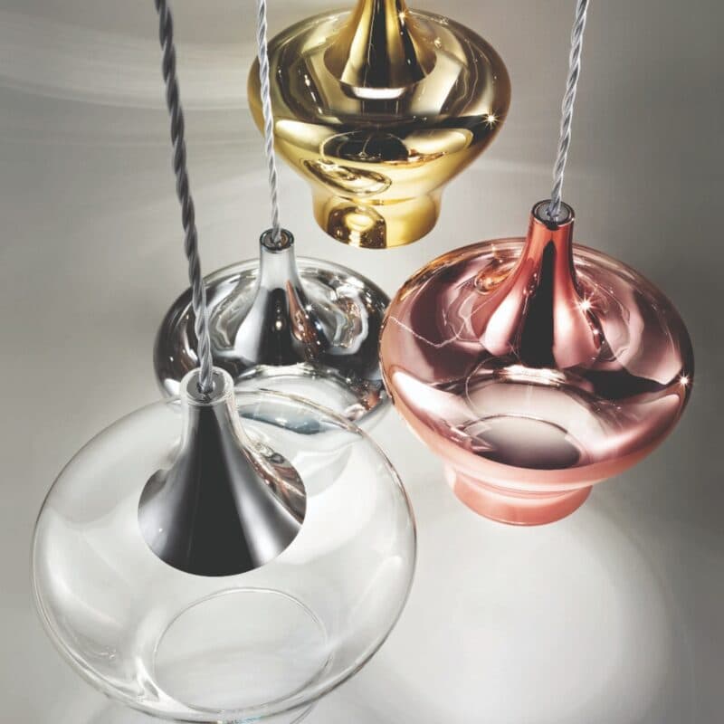 Lodes Pendelleuchte Nostalgia in Gold, Roségold, Chrom und Transparent