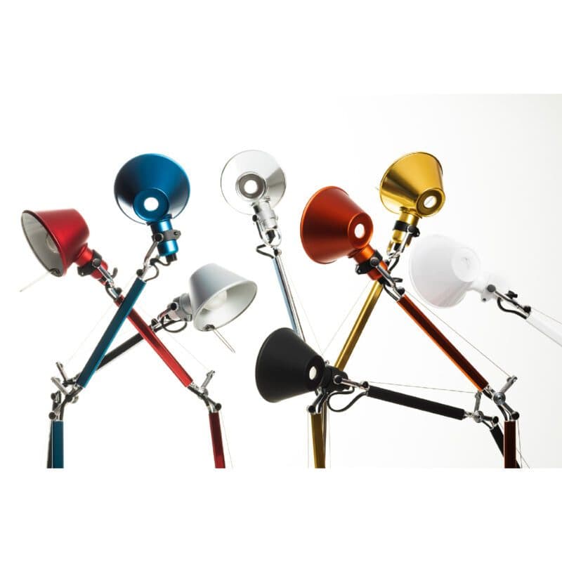 Artemide Tischleuchte Tolomeo Micro mit Fuß Blau, Orange, Alu, Alu poliert, Schwarz, Rot, Gold, Weiß