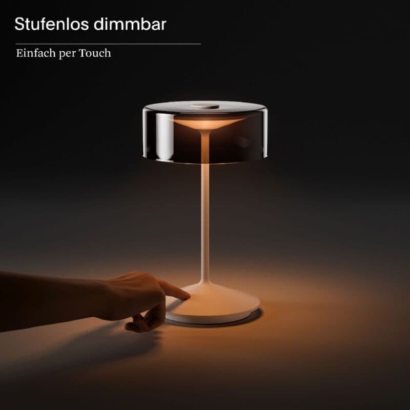 Sigor Akku-Tischleuchte Numotion stufenloses Dimmen mit dem Touchschalter auf dem Leuchtenfuß