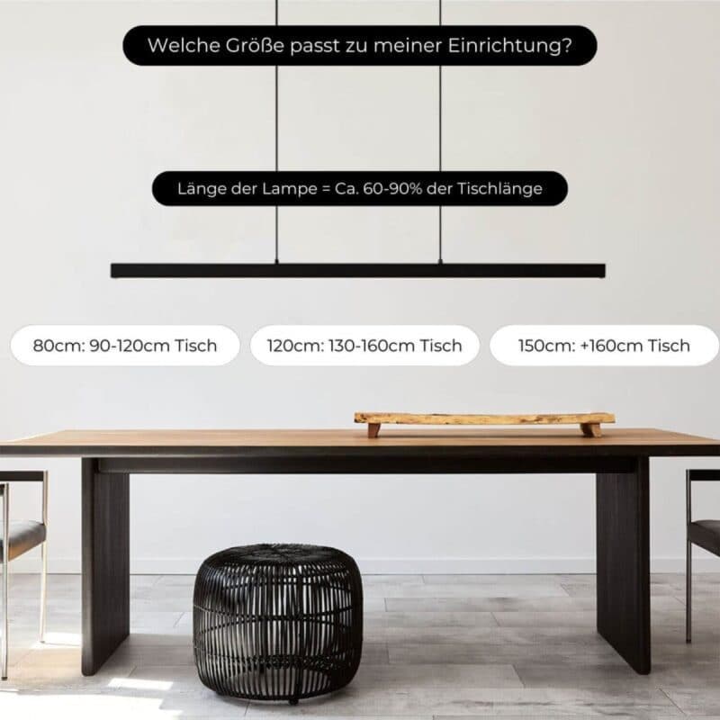 Lumière Design Pendelleuchte Calimera ideale Tischlänge