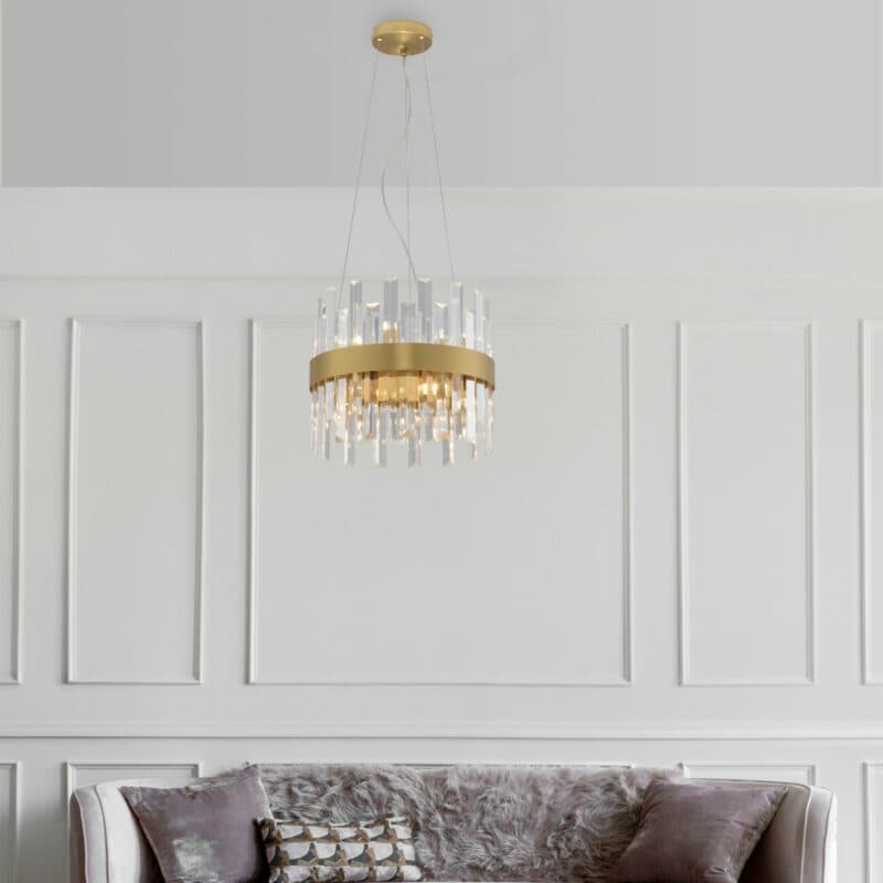 Nova Luce Pendelleuchte Crown rund mit 35 cm Wohnbeispiel