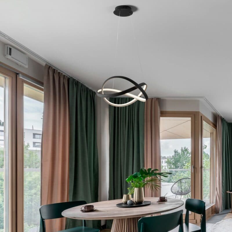 Nova Luce Pendelleuchte Odrey in Schwarz Wohnbeispiel
