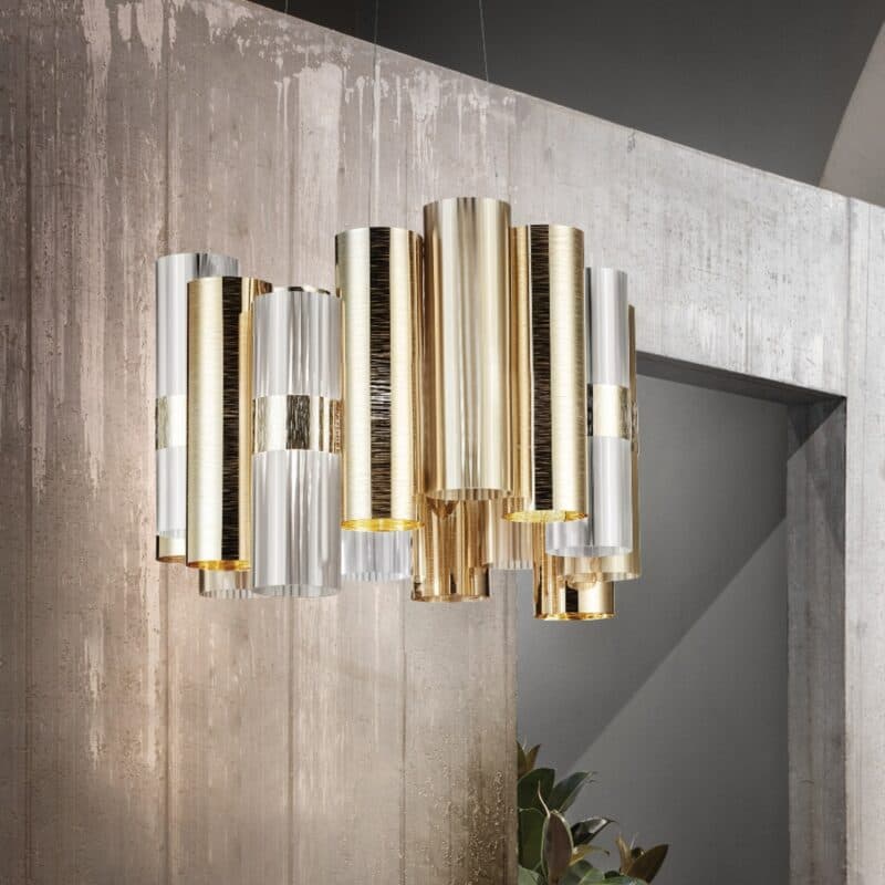 Slamp Pendelleuchte La Lollo Medium in Gold Wohnbeispiel