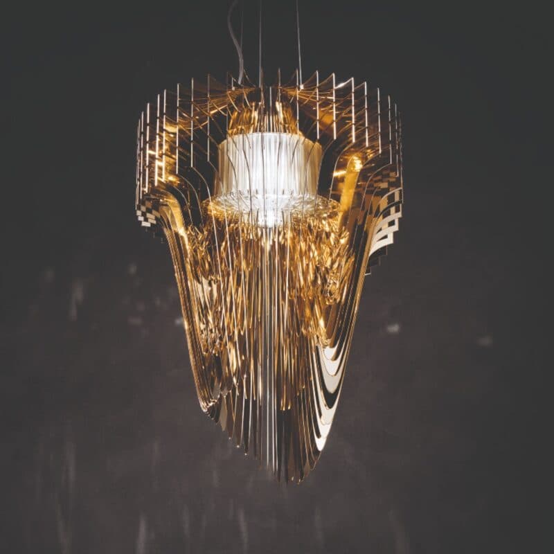 Slamp Pendelleuchte Aria Suspension in Gold Wohnbeispiel